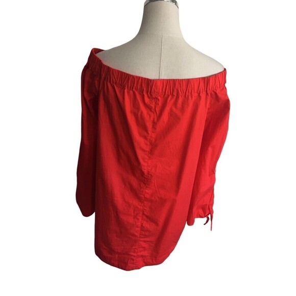 Free People Top Women's Size Small Red Cotton Long Sleeves Off The Shoulder - Picture 1 of 7